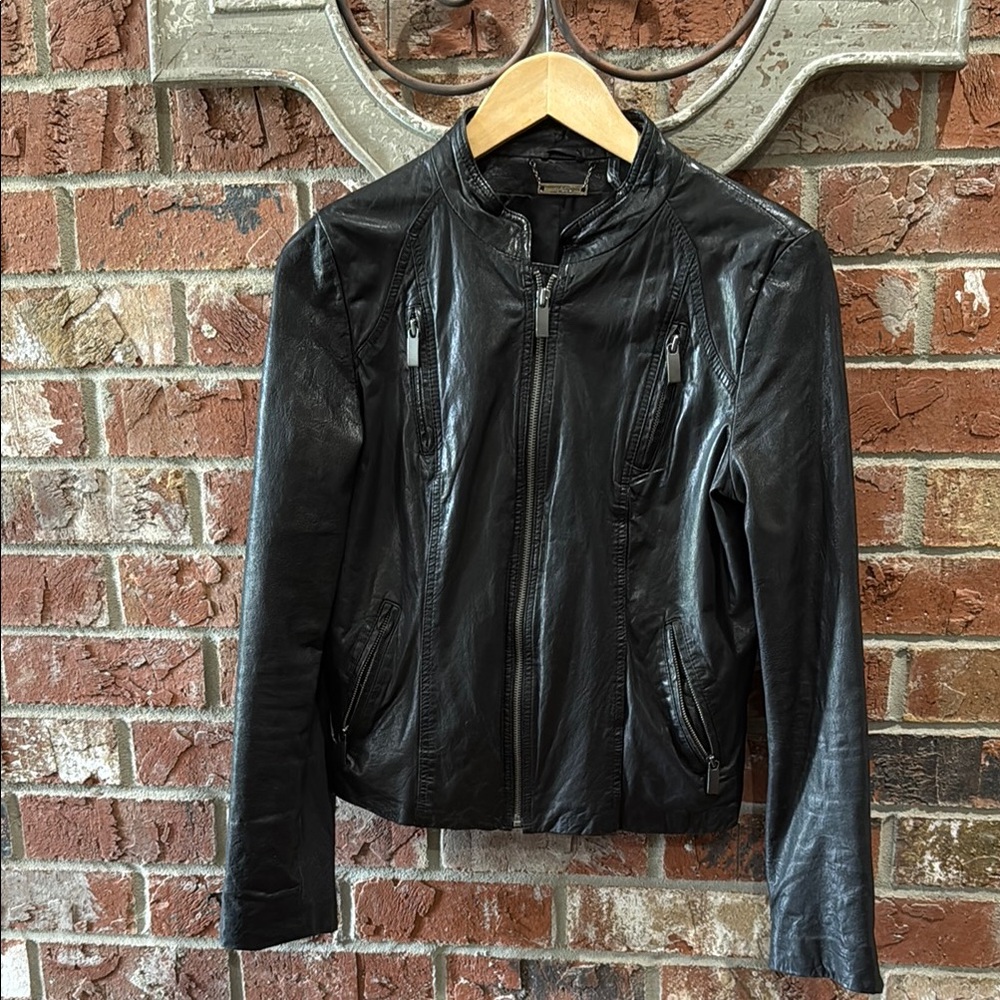 Lina Black Leather Motorcycle Jacket NWOT TAGS